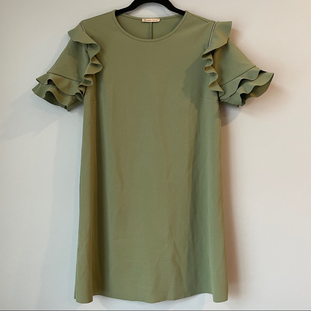 Zara Ruffled sleeve zipper detail dress
